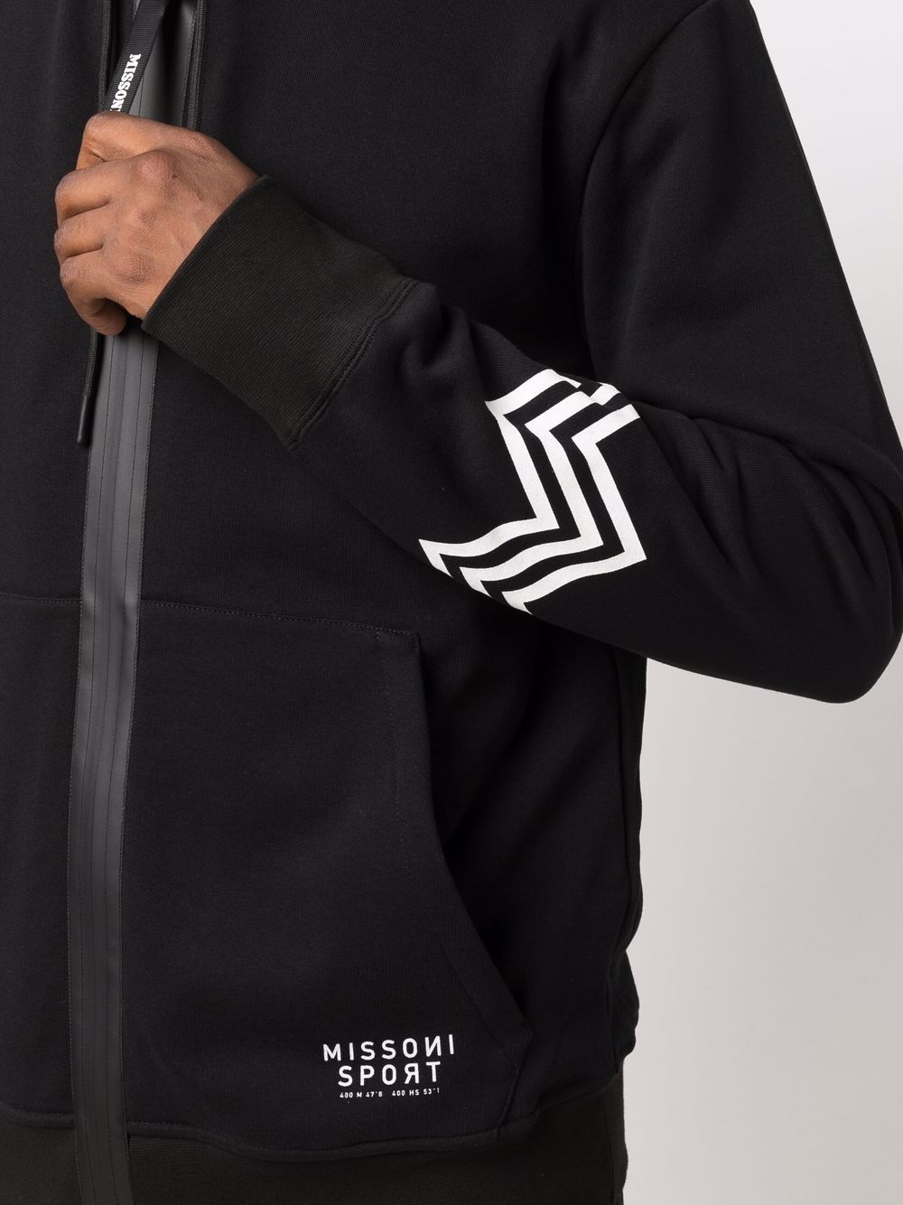 zigzag jersey zip-up hoodie - 5