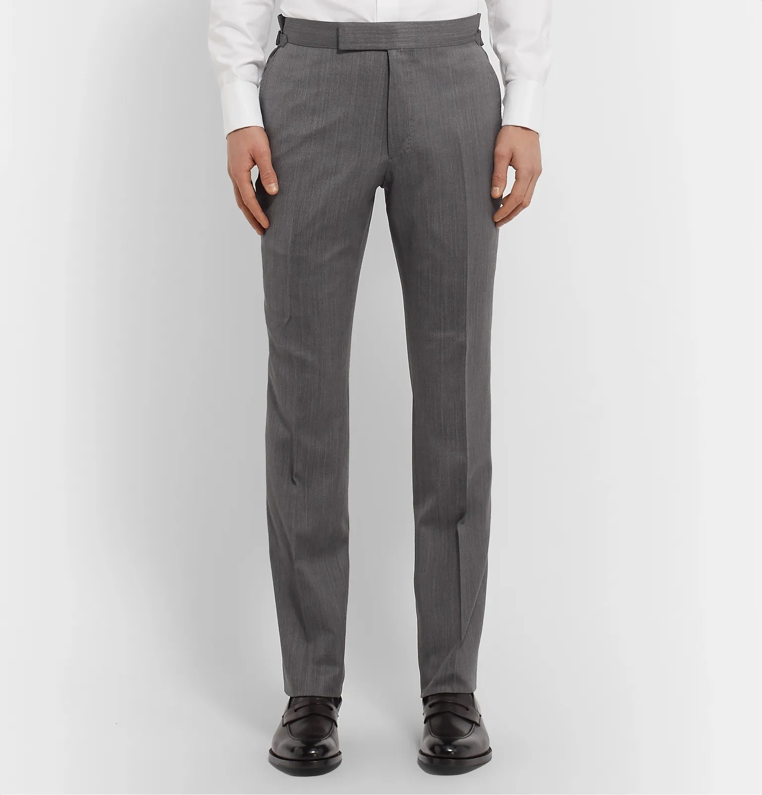 Slim-Fit Herringbone Wool and Silk-Blend Suit Trousers - 4