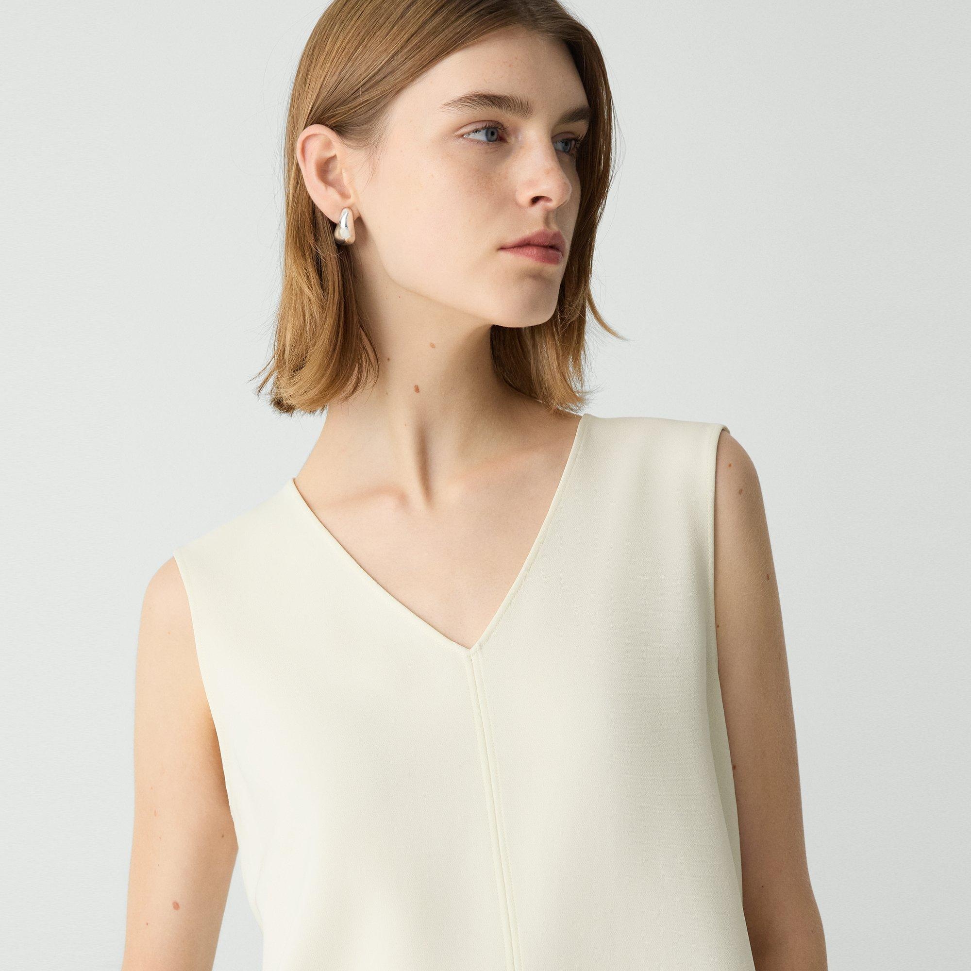 V-Neck Blouse in Admiral Crepe - 5
