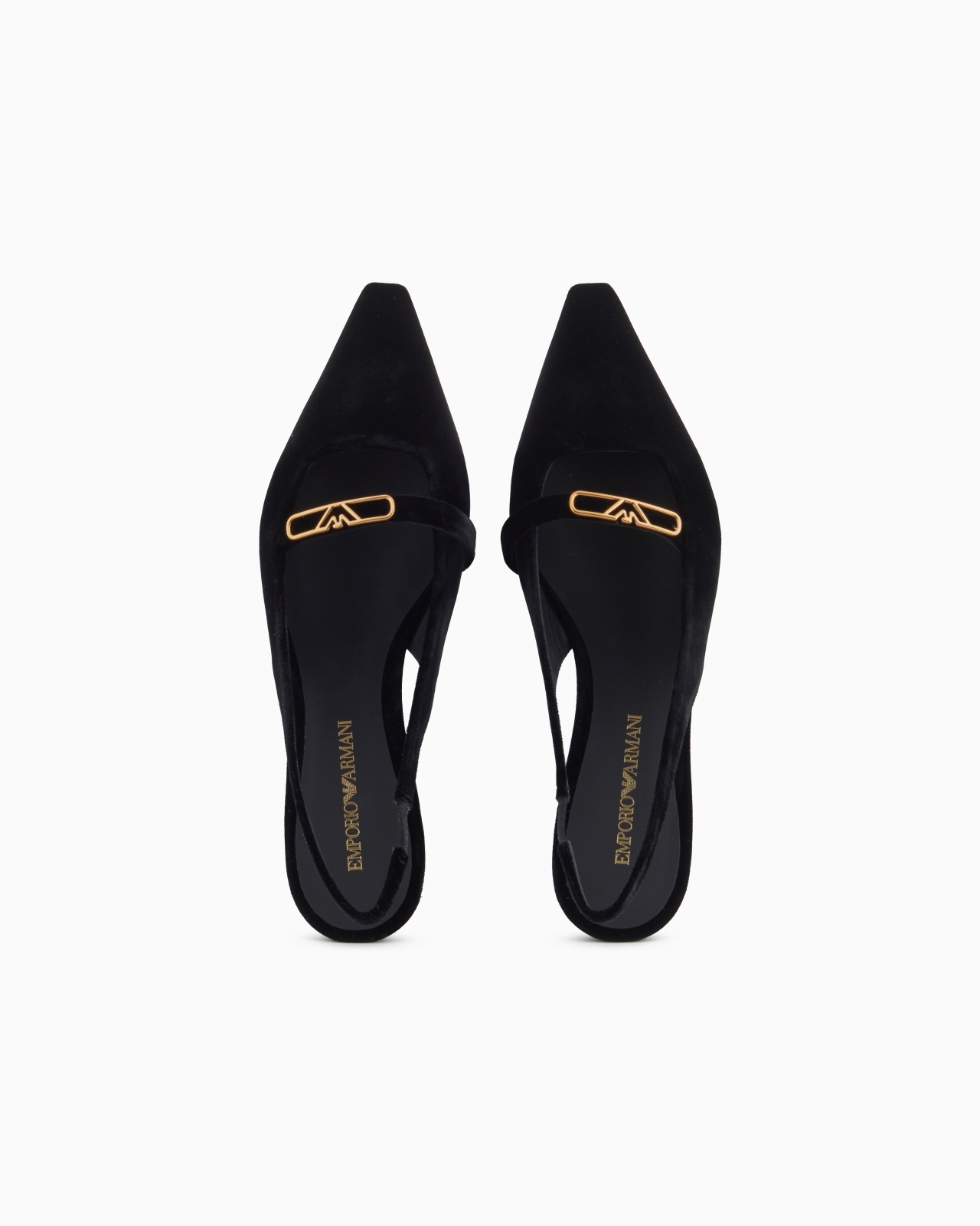 SLINGBACK BALLERINAS MADE OF VELVET, WITH EAGLE PLATE - 3