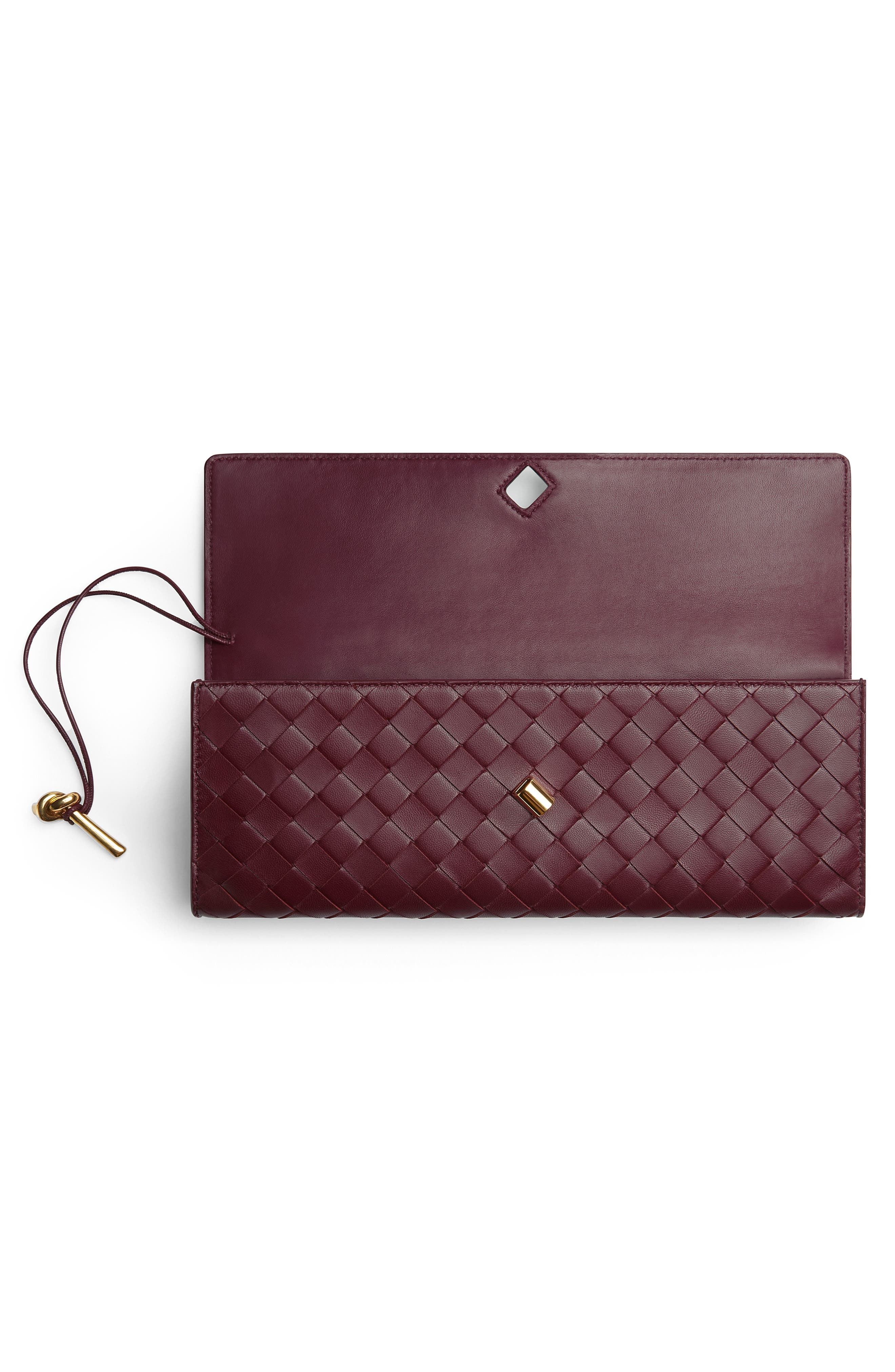 Bottega Veneta Long Andiamo Intrecciato Clutch Bag in 2250 Barolo-M Brass at Nordstrom - 4