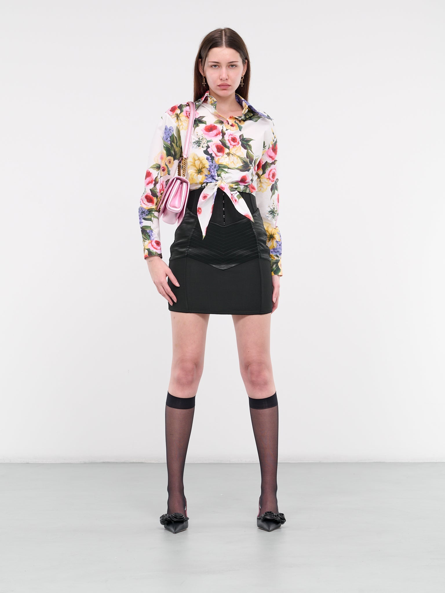 Garden Print Pussy-Bow Shirt - 6