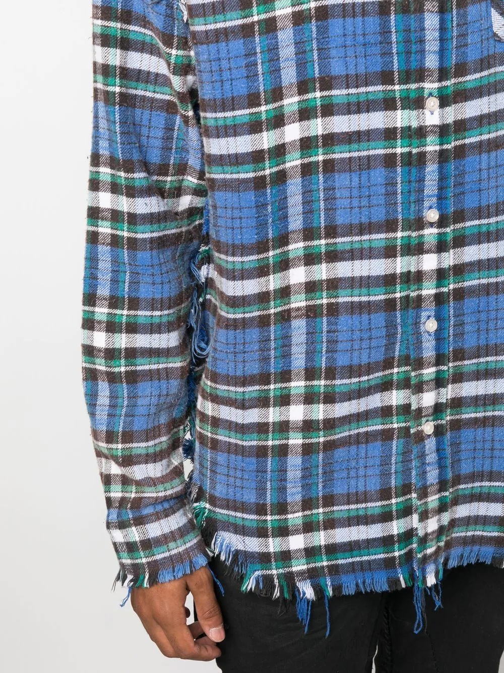 bleached-distressed plaid shirt - 6