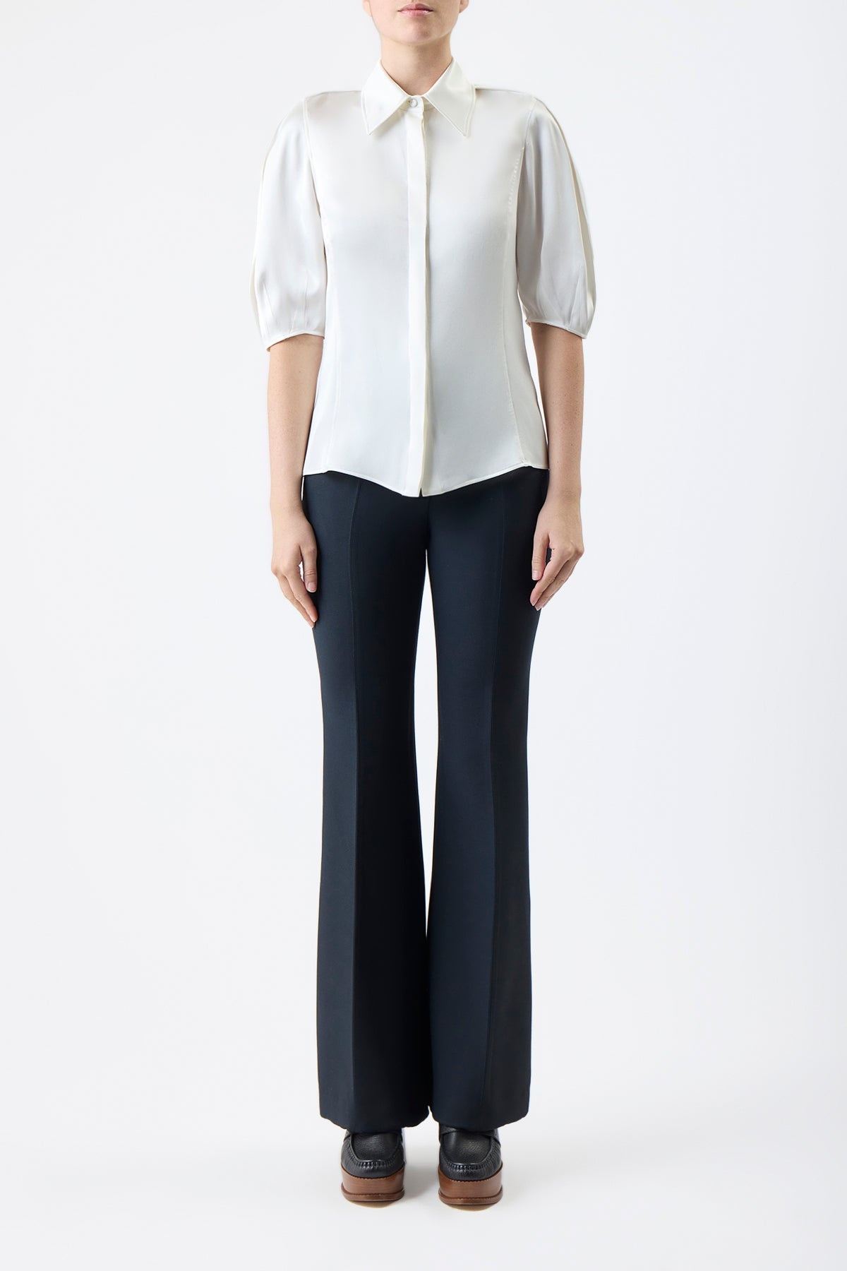 Sansi Top in Ivory Double Satin - 2