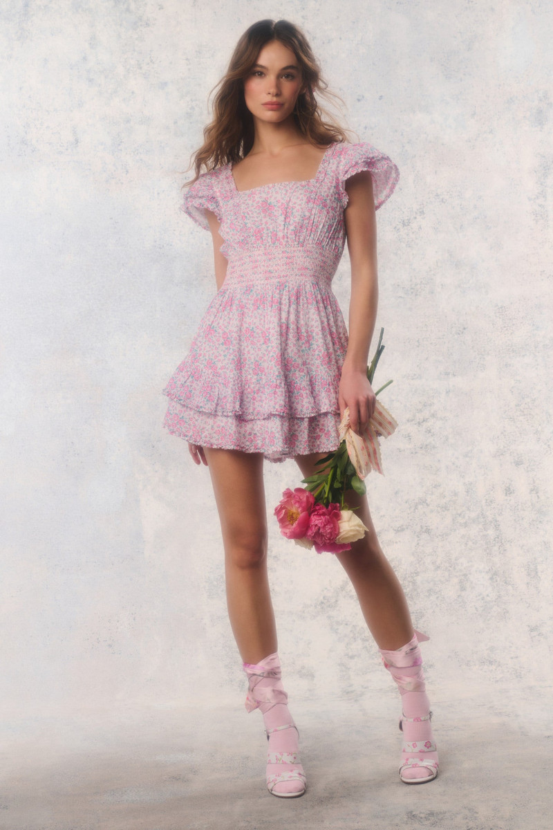 LoveShackFancy Re-Edition Stanton Floral Cotton Mini Dress outlook