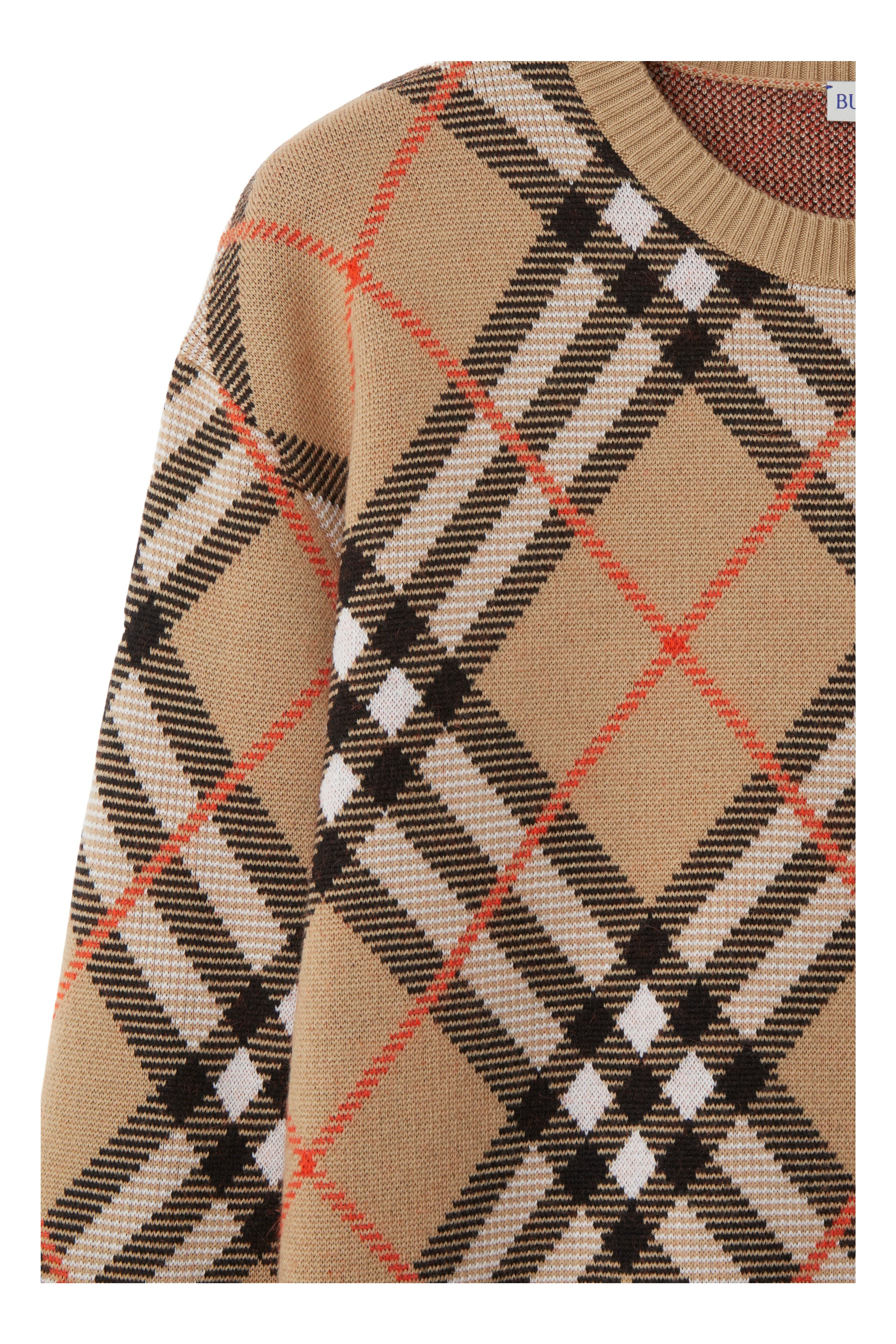 burberry Check Wool Mohair Blend Sweater in Sand at Nordstrom - 6