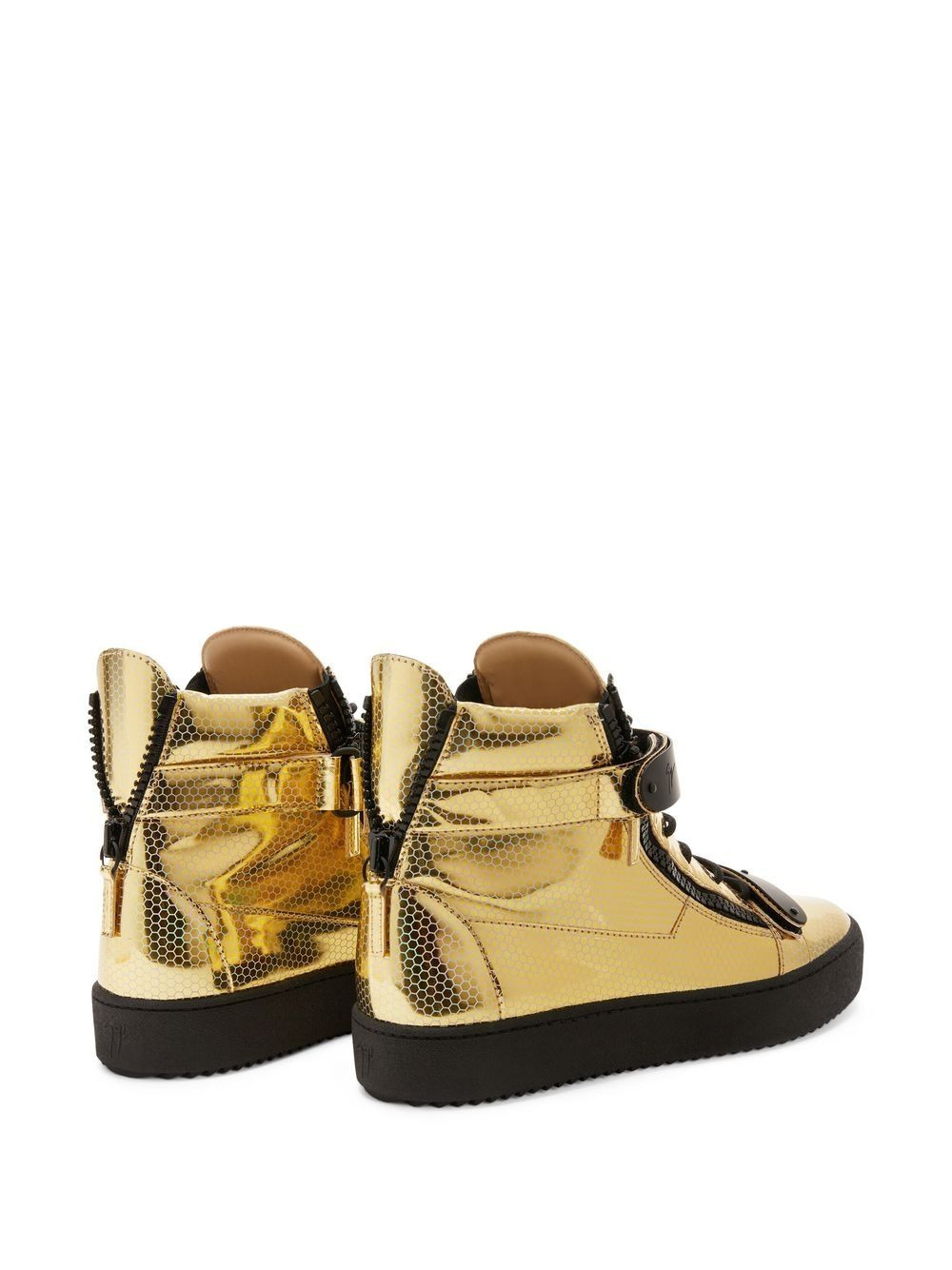 foiled-finish high top sneakers - 3