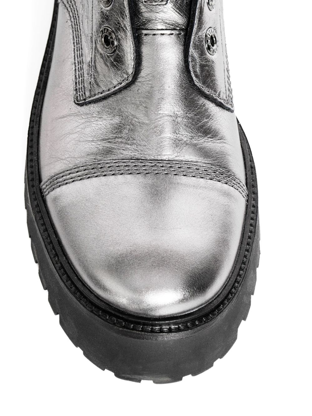 Joe Fast metallic-effect leather combat boots - 4