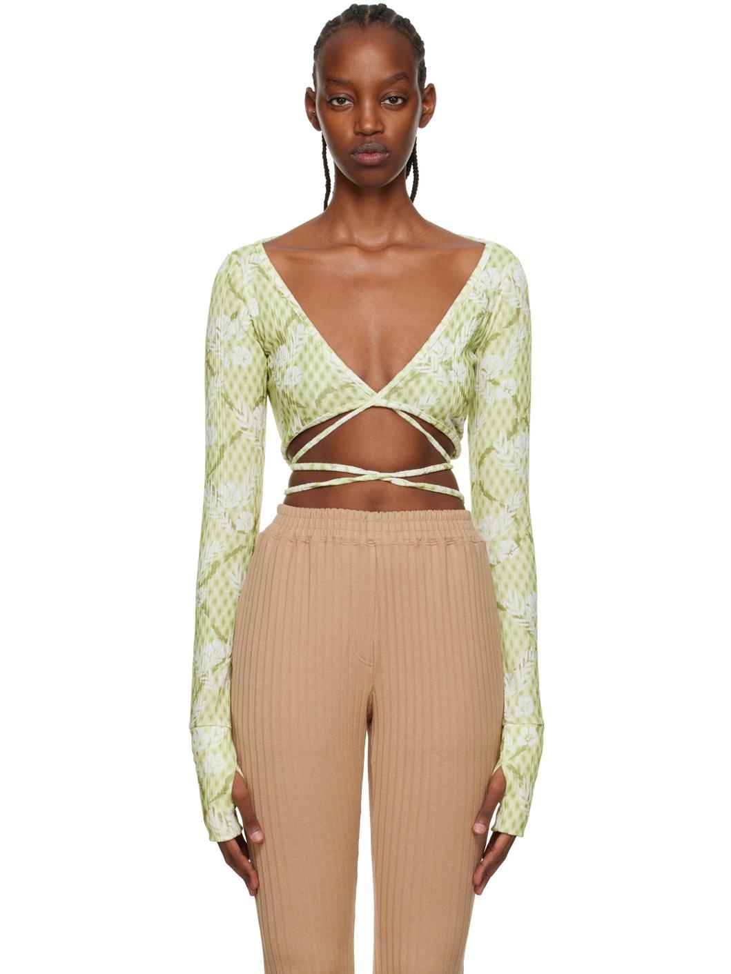 Green Self-Tie Cardigan - 1