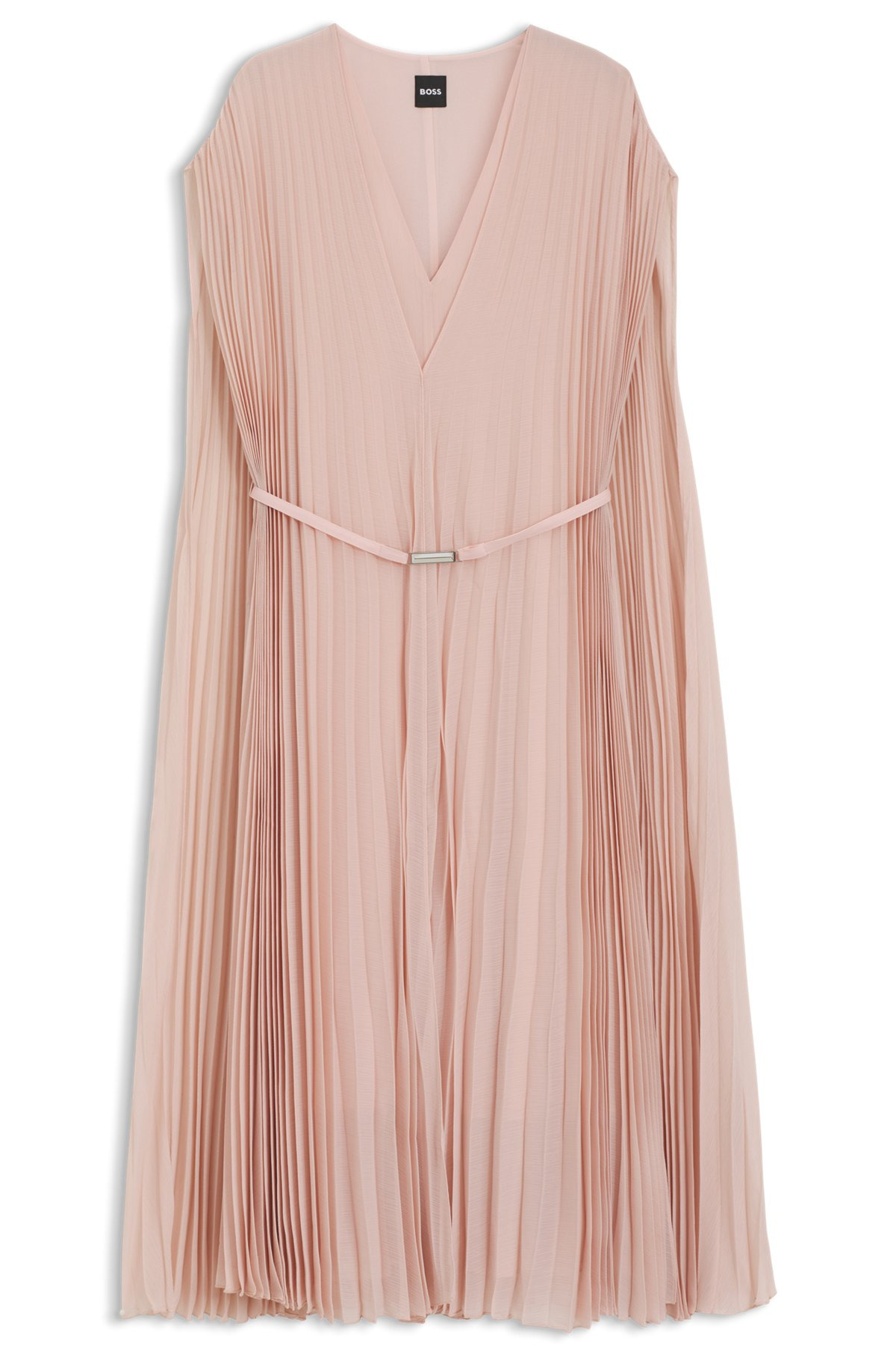 BELTED DRESS IN CRINKLE CHIFFON WITH OVERLAY - 1