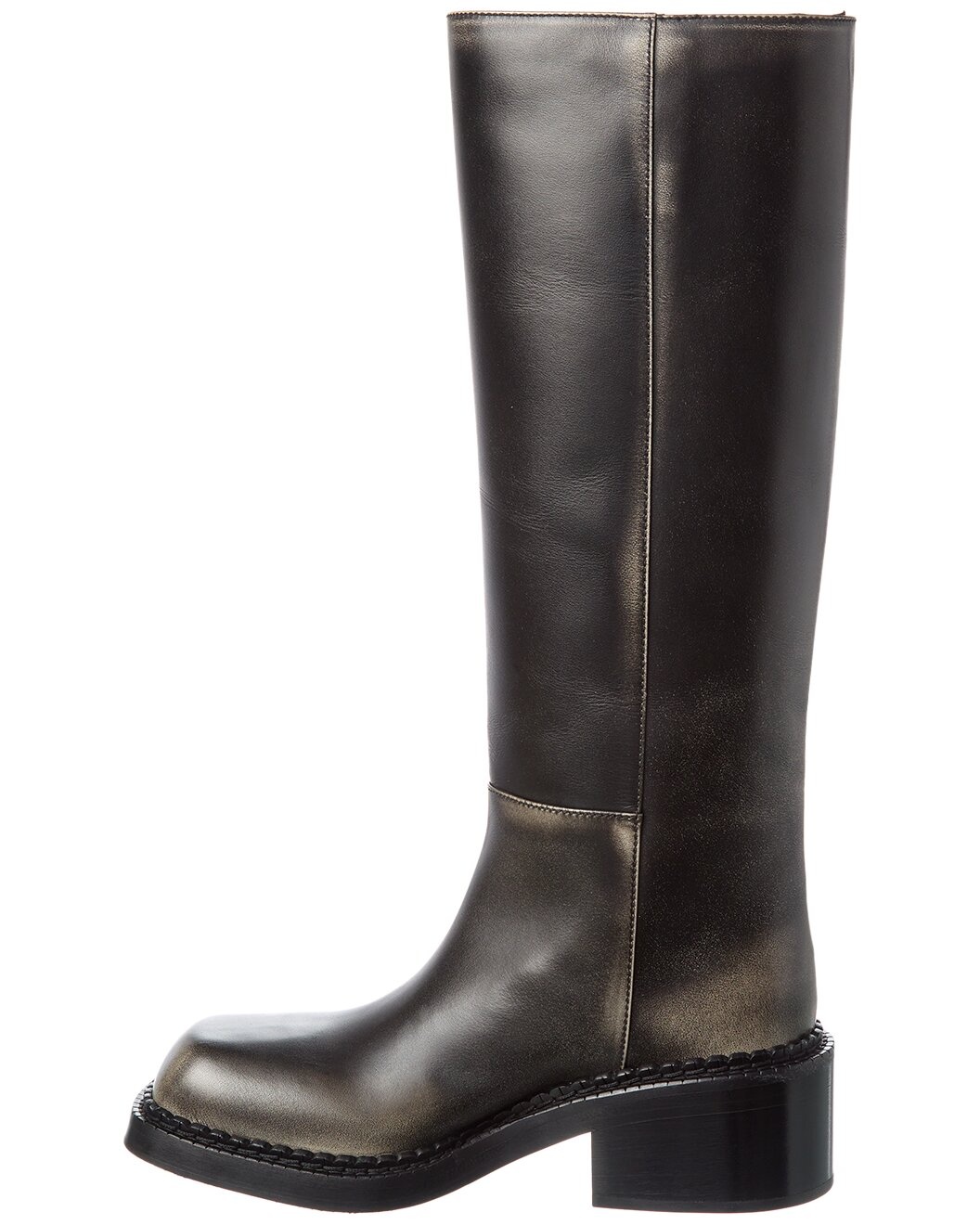 Prada Logo Leather Knee-High Boot - 2