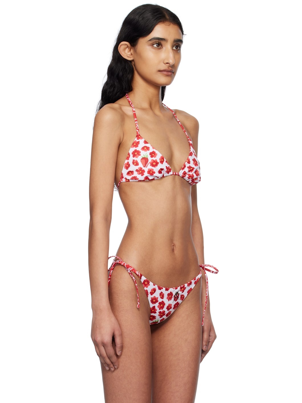 White & Red Strawberry Garden Bikini Top - 2