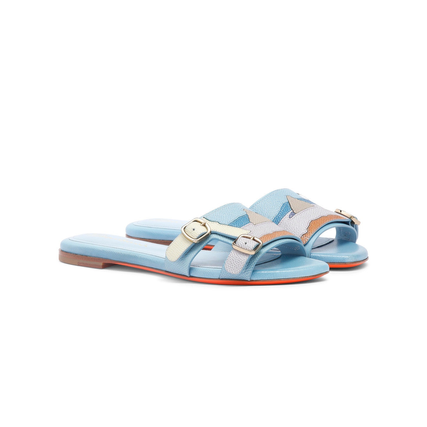 Women's multicolor leather double-buckle Didi slide sandal - 3