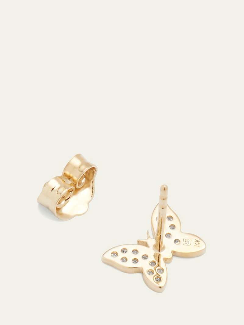 SYDNEY EVAN 14k Diamond Tiny Butterfly Stud Earring, Single outlook