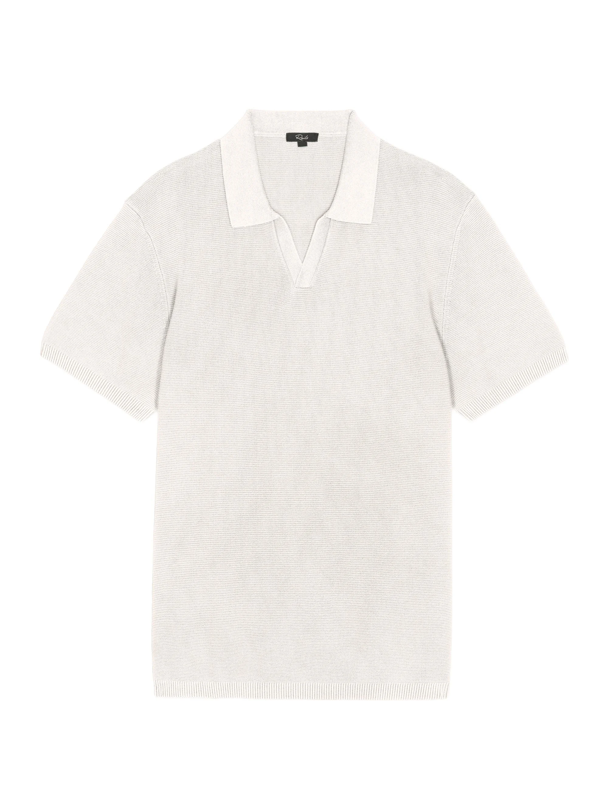 Men's Baker Cotton Johnny Collar Polo Shirt - Ivory - 1
