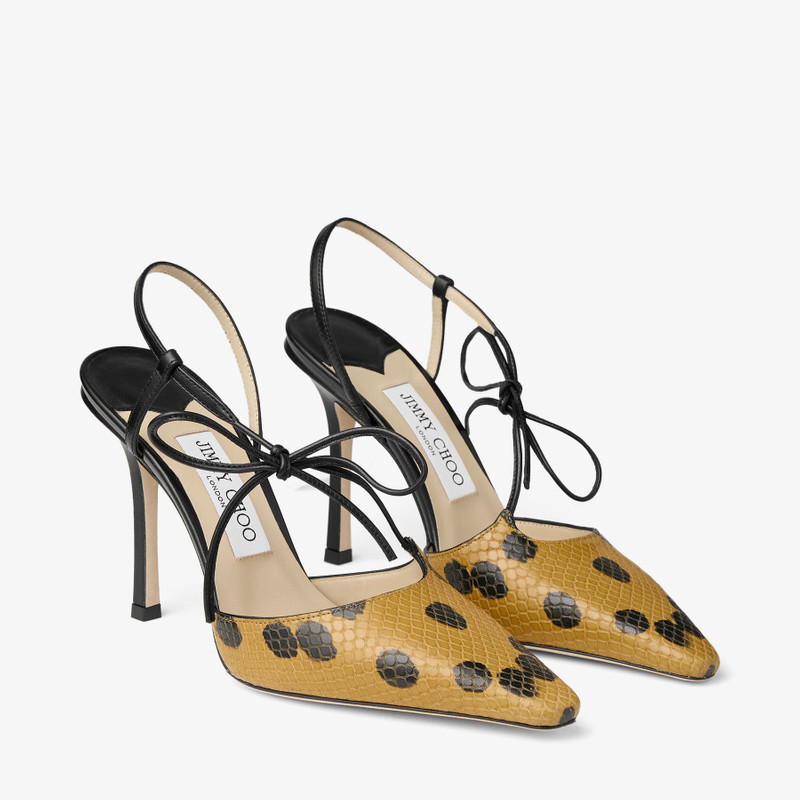 Bow Spotted Elaphe-Printed Leather Sandal with Knot Detail 3
