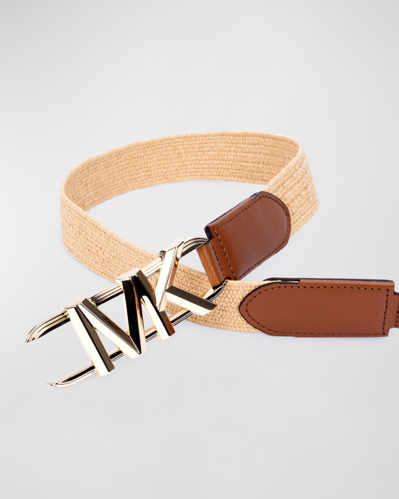 MICHAEL KORS Stretch Straw Belt With MK Logo Buckle outlook
