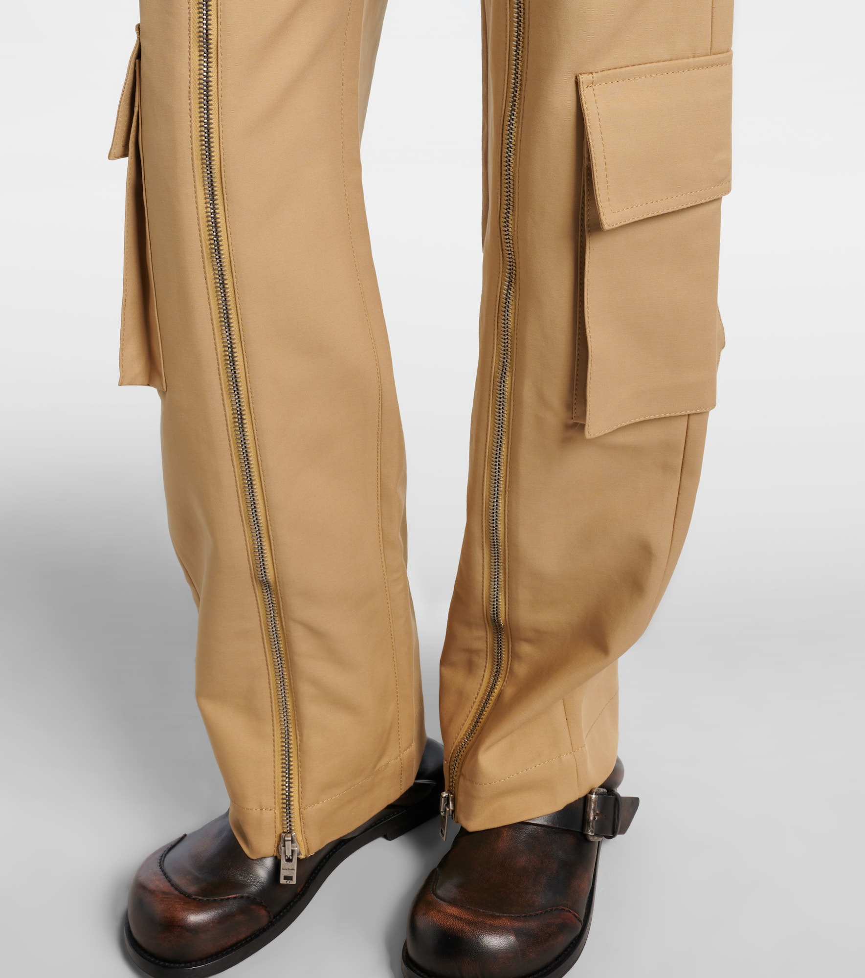 Layered mid-rise cotton satin pants - 5