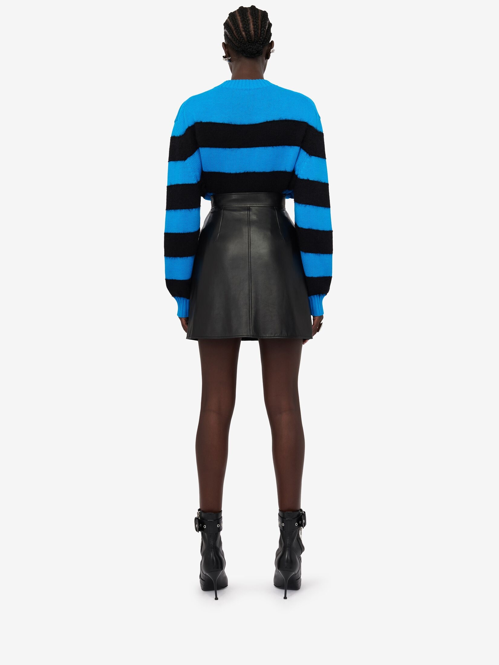 Women's Biker Mini Skirt in Black - 4
