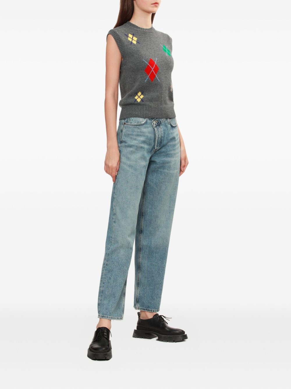 diamond-pattern sleeveless top - 2