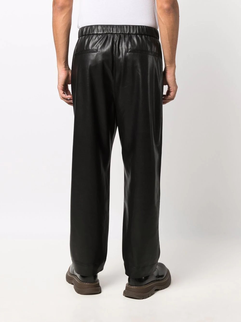 straight-leg vegan leather trousers - 4