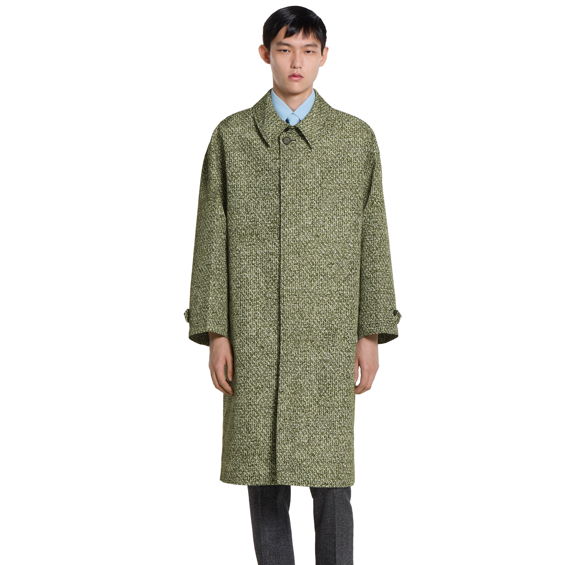 Bonded poplin coat with bouclé print - 3