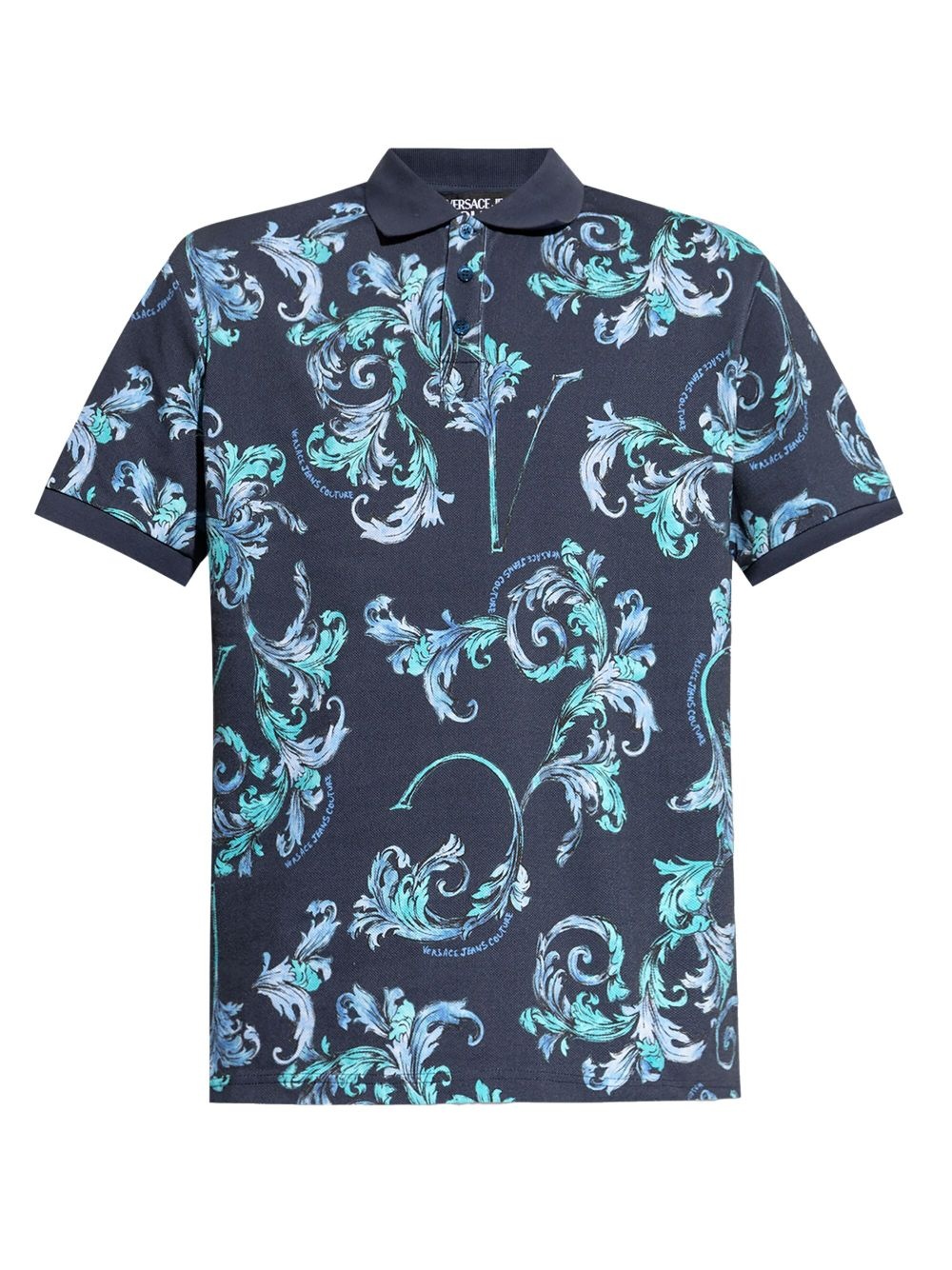 barocco-print polo shirt - 1