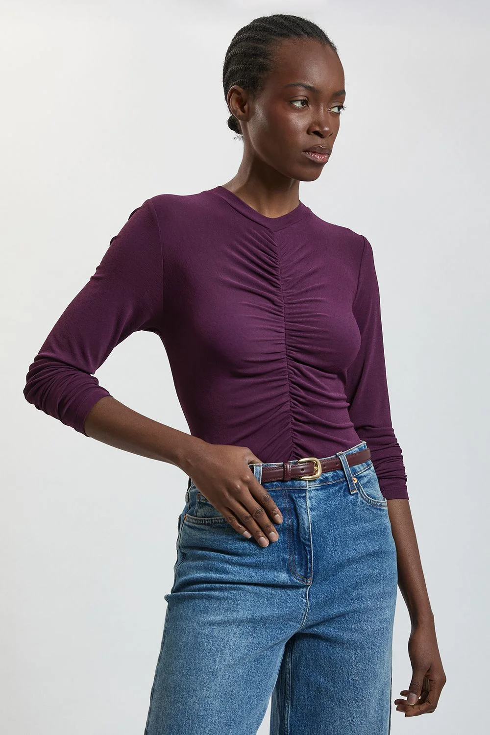 Crepe Jersey Ruche Front Top - 1