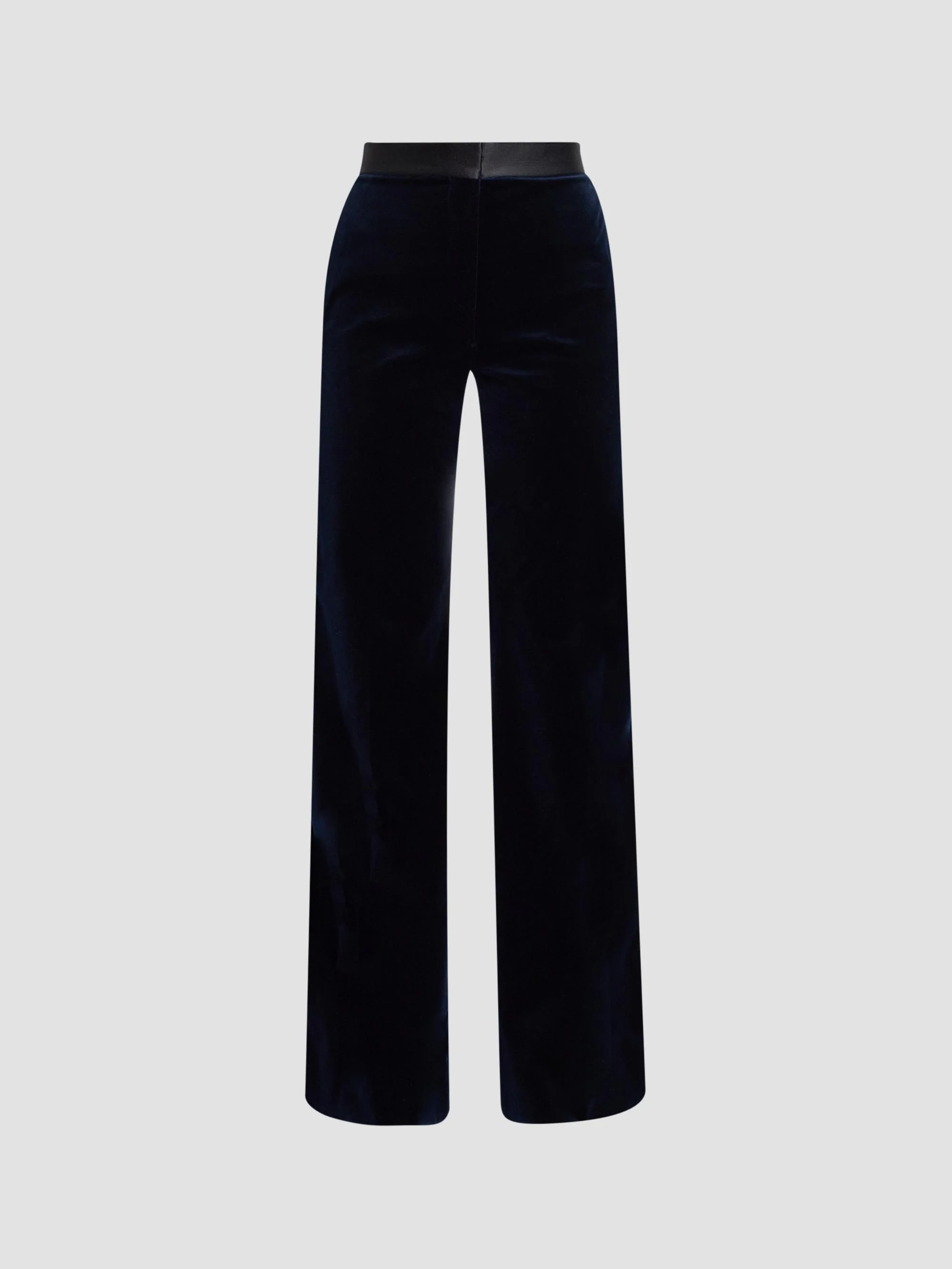 Women's Alina Cotton-Blend Velvet Wide-Leg Trousers - Midnight - 1