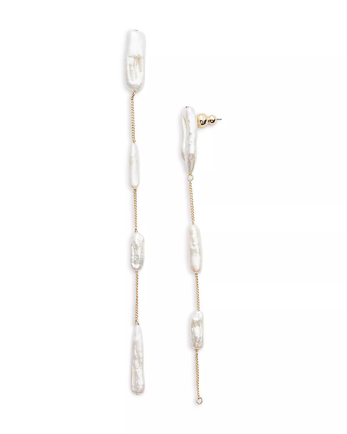 Alum Biwa Keshi Freshwater Pearl Linear Drop Earrings - 1