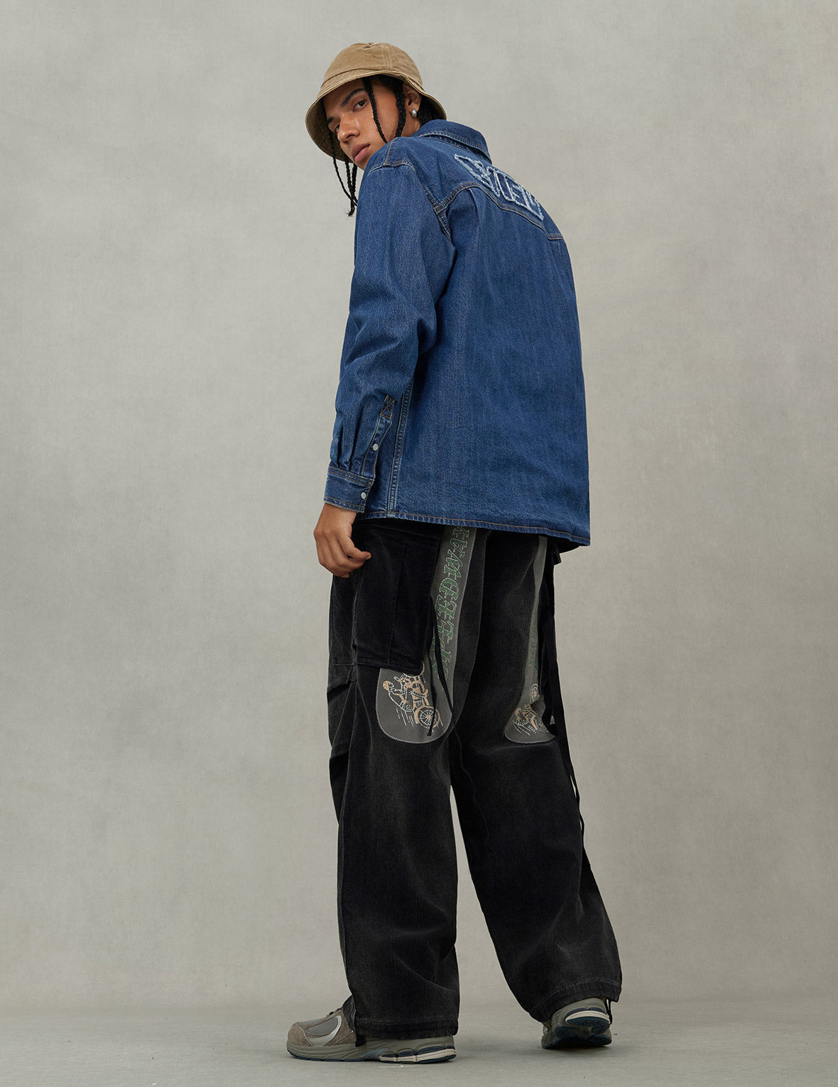 Distressed Logo Appliqué Embroidery Relax Fit Denim Shirt - 6