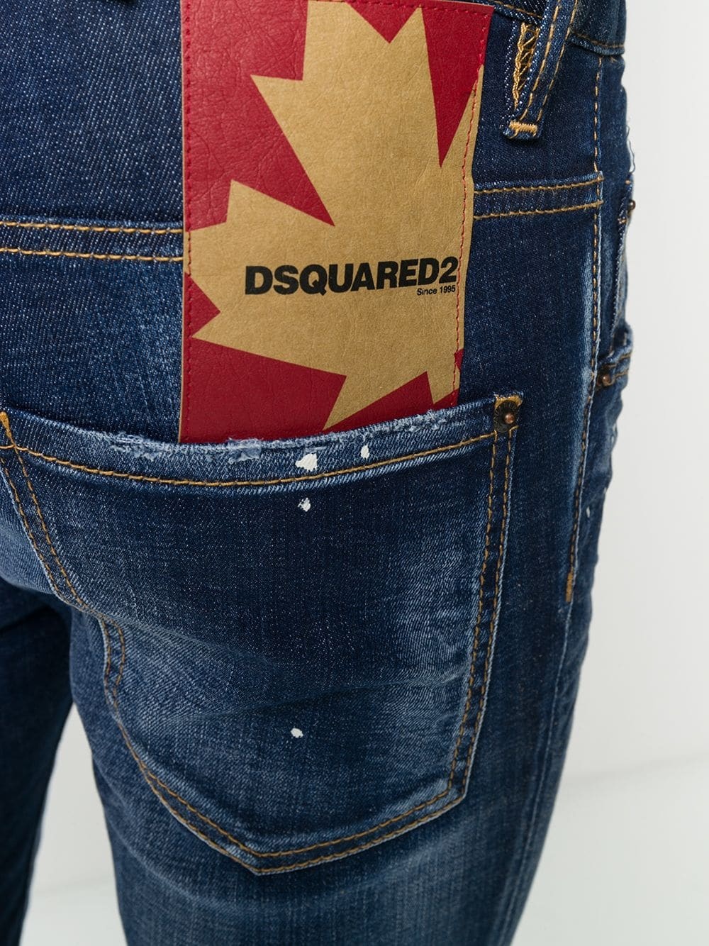 logo patch distressed jeans - 5