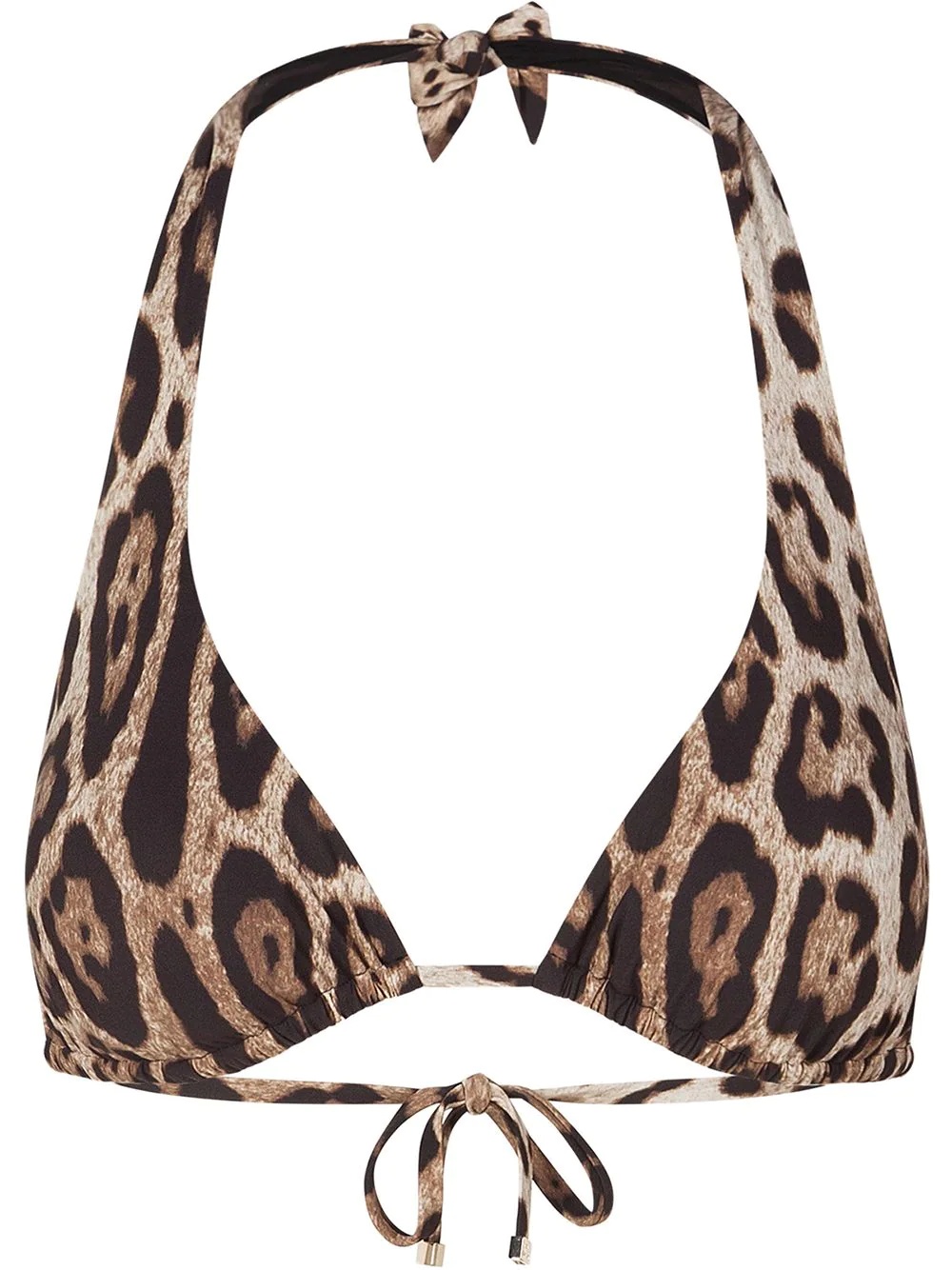 leopard-print halterneck bikini top - 1