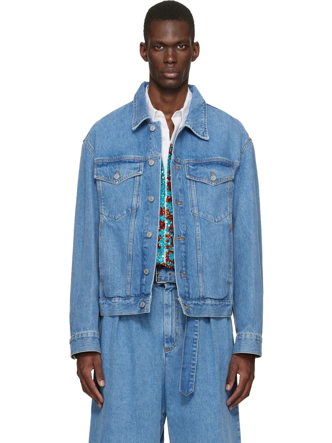 Blue Flap Pocket Denim Jacket - 1