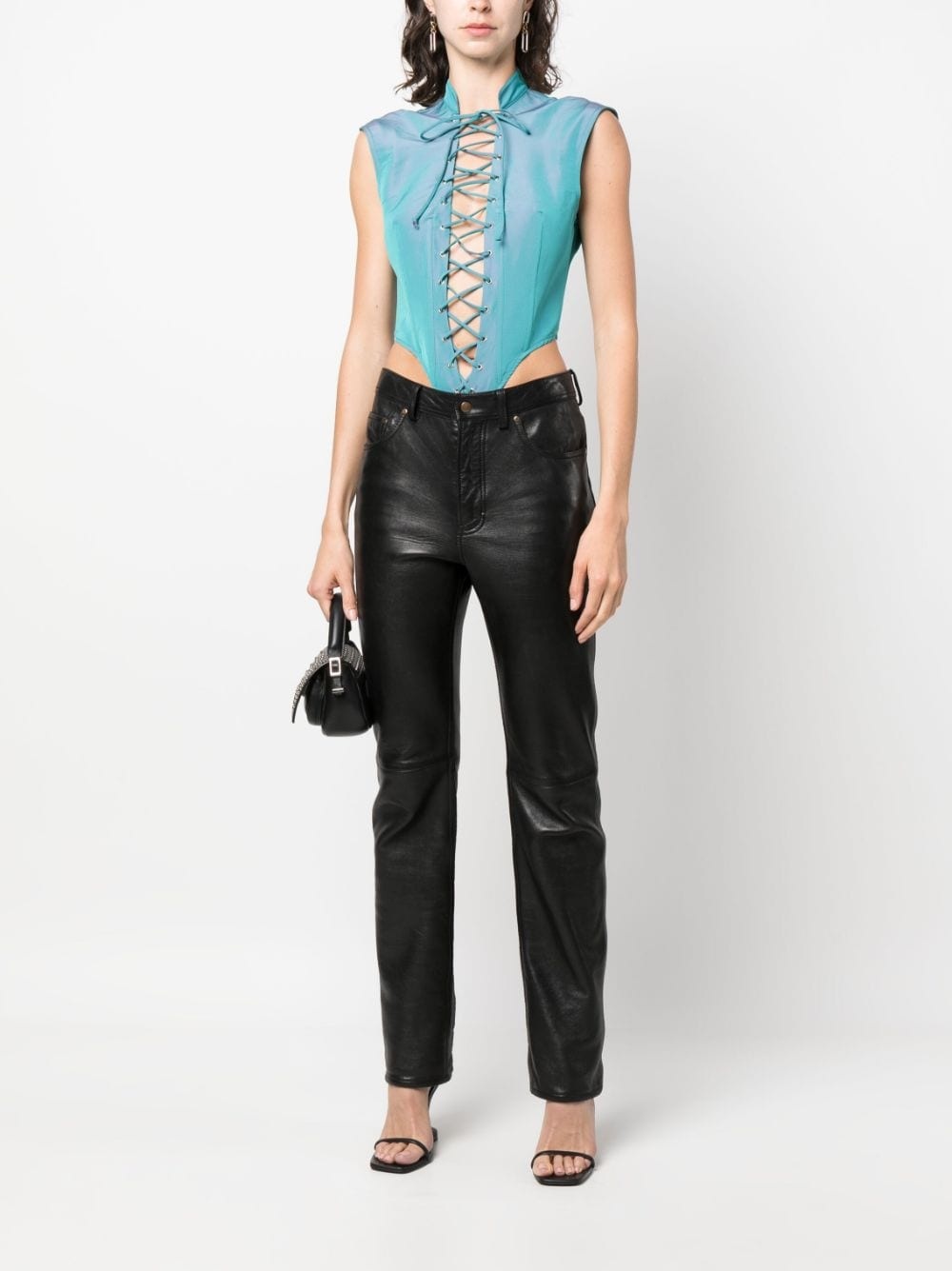 sleeveless lace-up bodysuit - 2