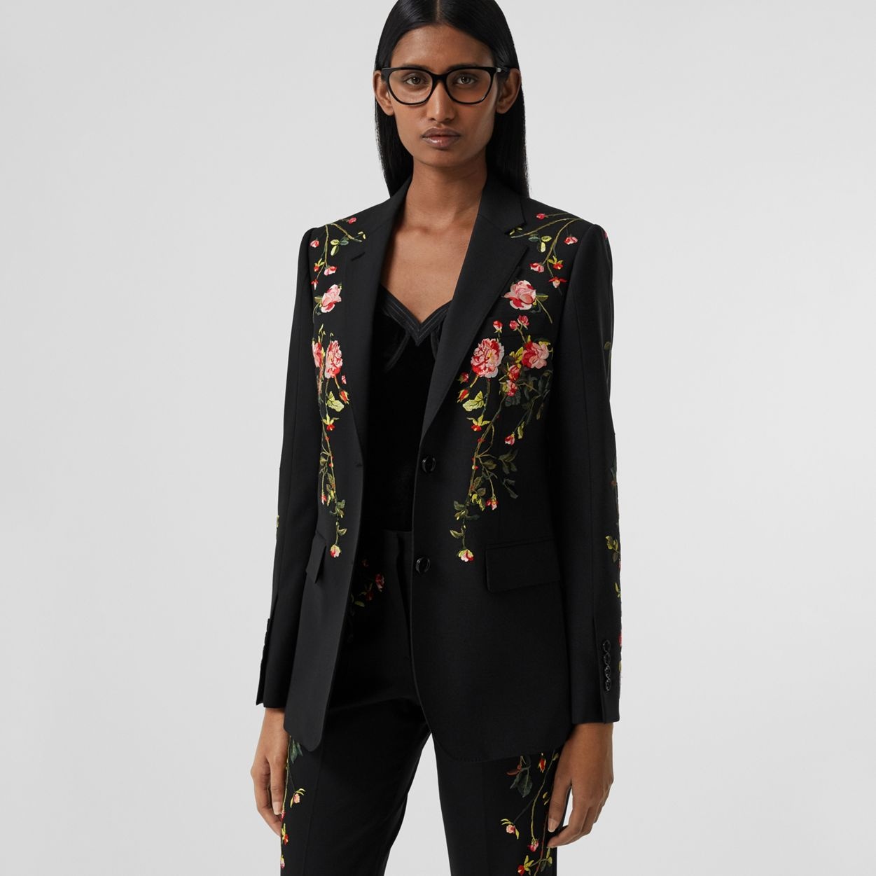 Embroidered Stretch Wool Tailored Jacket - 7