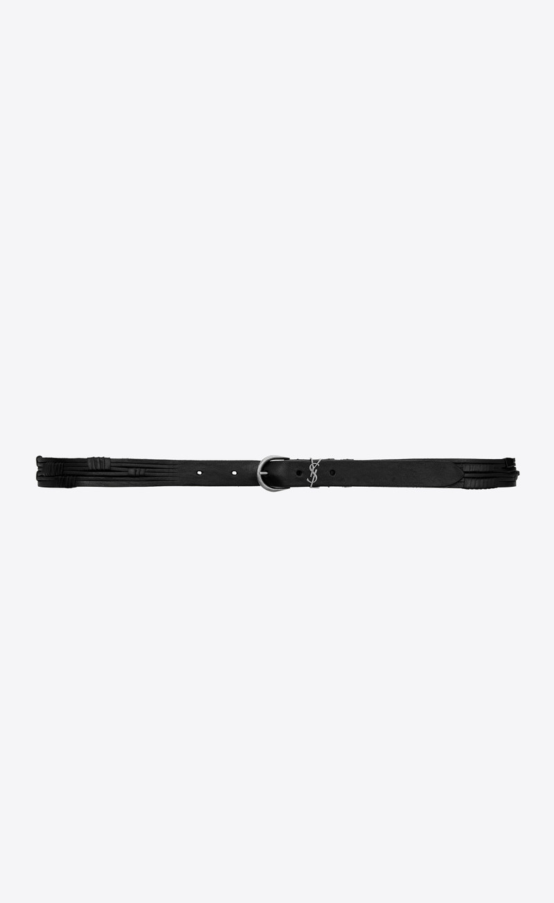croissant de lune buckle thin belt in vegetable-tanned leather - 1