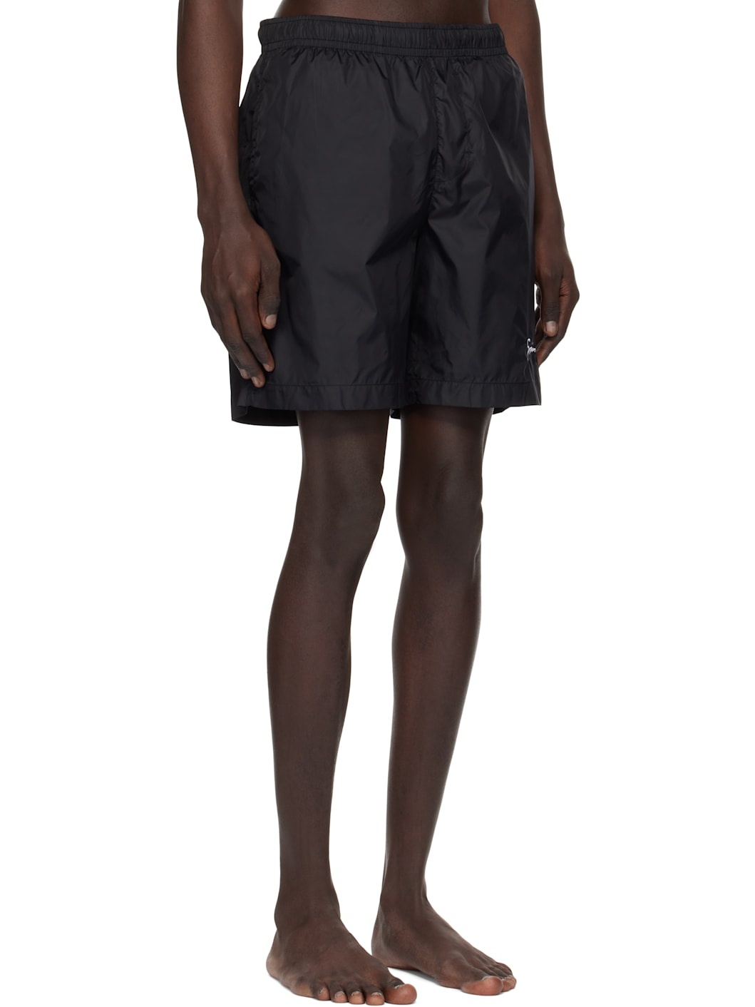 Black Logo Embroidery Swim Shorts - 2