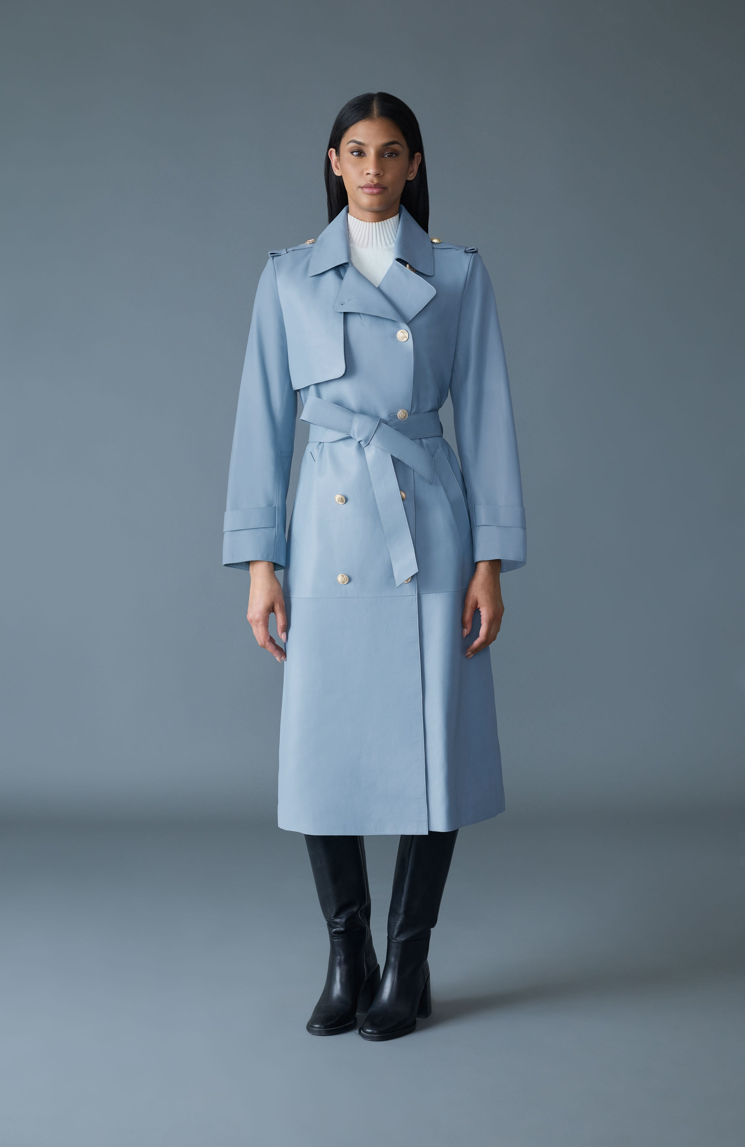 GAEL-V Maxi Leather Trench Coat - 2