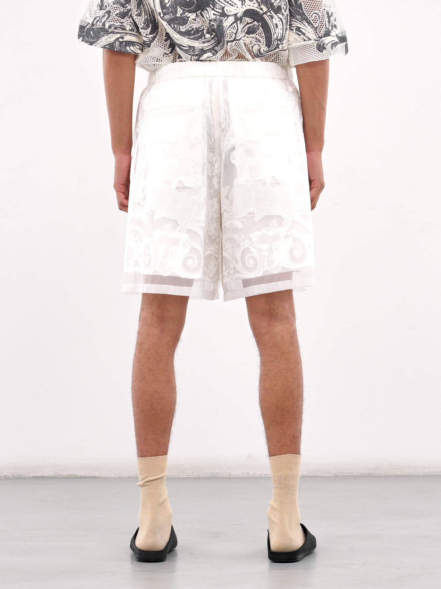 Sheer Printed Drawstring Shorts - 3
