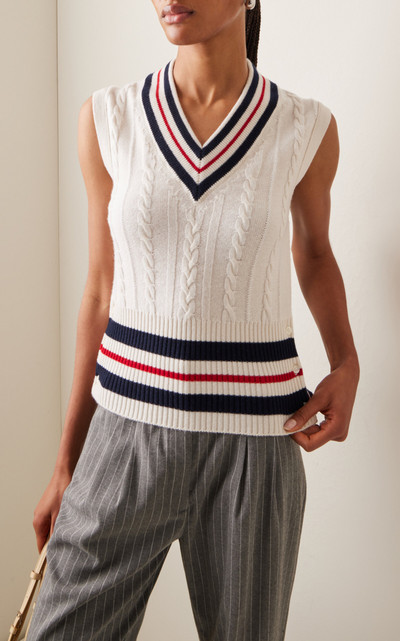 Thom Browne Cable-Knit Cashmere Vest white outlook