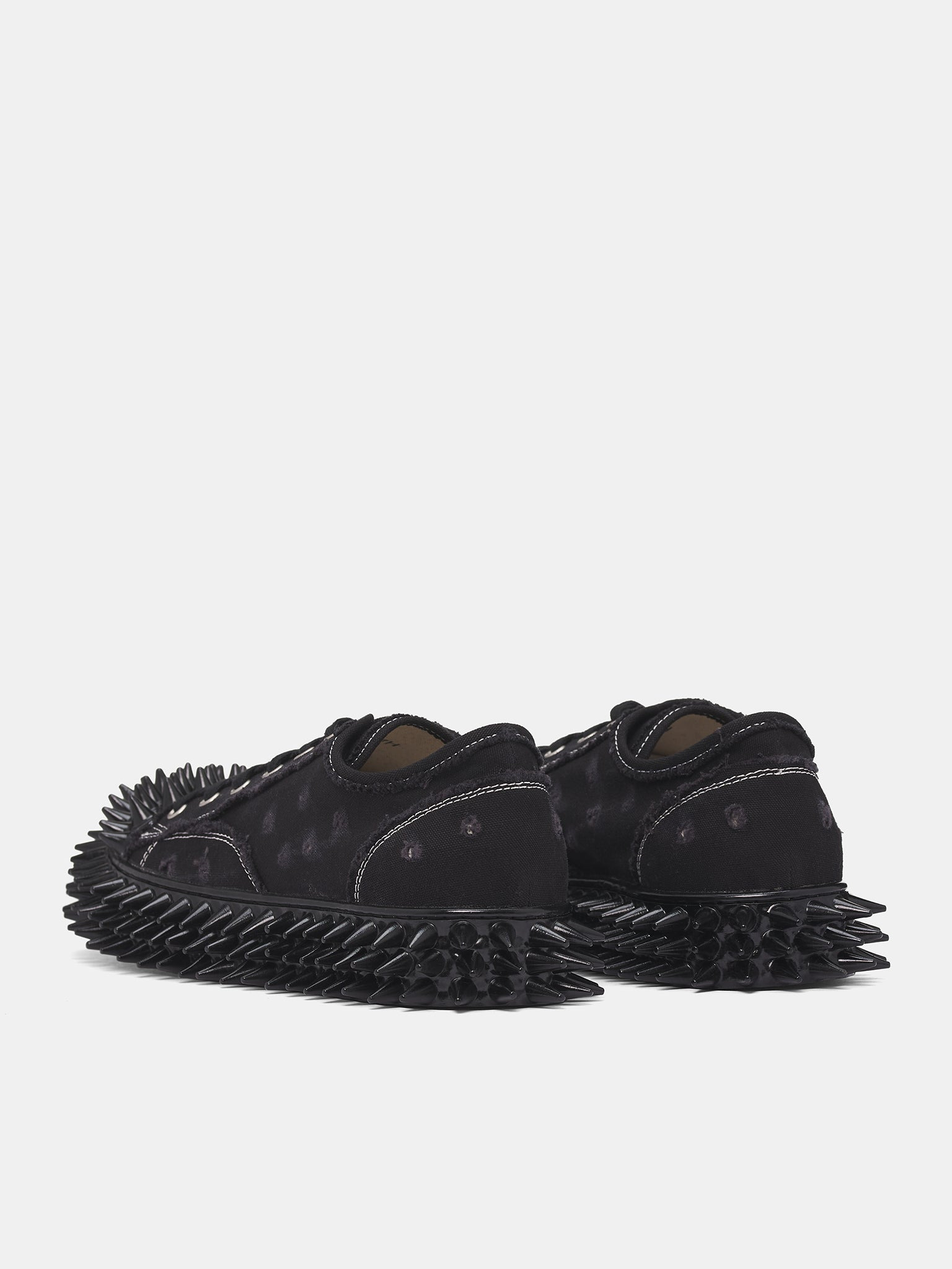 Black Canvas Spiky Sneakers - 5
