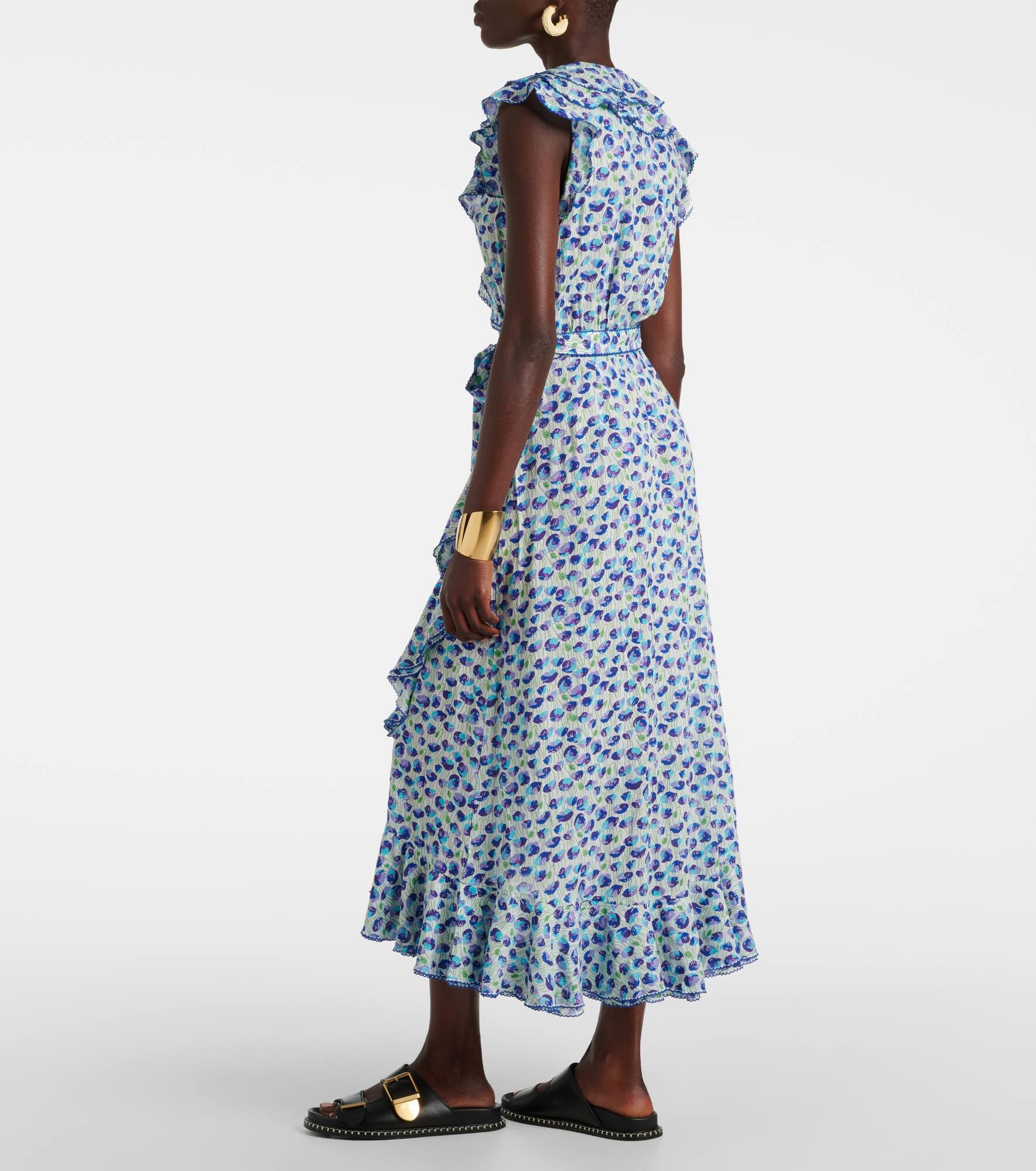 Triny printed ruffled midi dress - 3