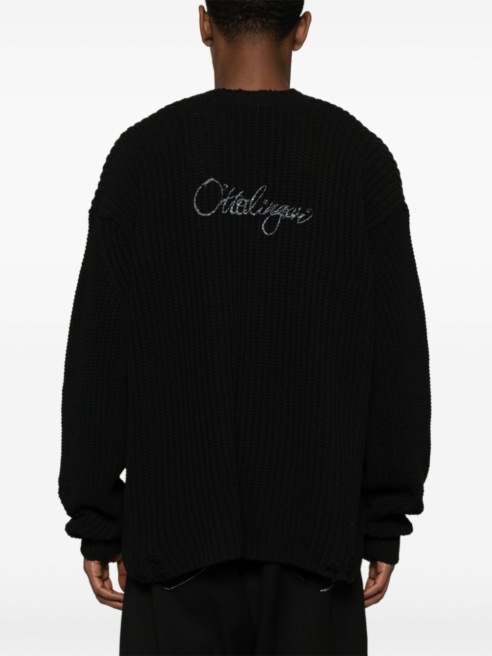 skull-print V-neck jumper - 5