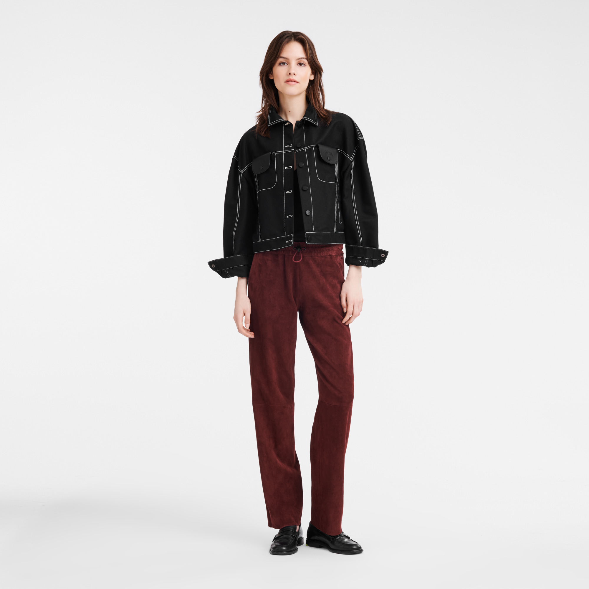 Leather straight pants Burgundy - Leather - 2