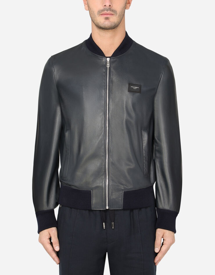 Lambskin jacket with branded plate - 1