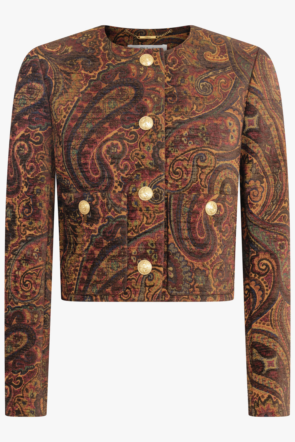 PAISLEY PRINT CROP JACKET | MULTI COLOUR RED - 1