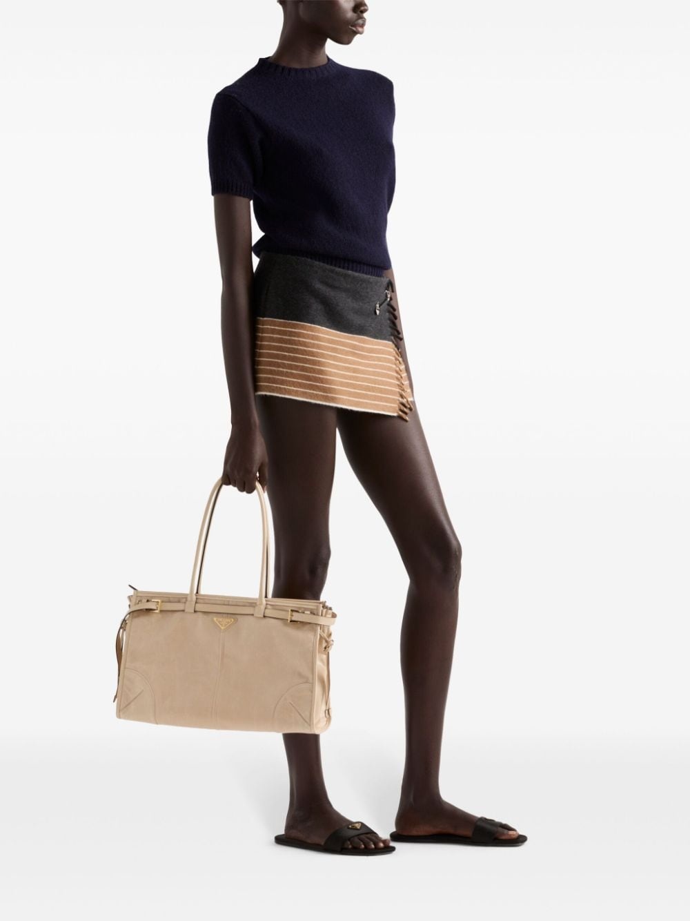 two-tone cashmere miniskirt - 2