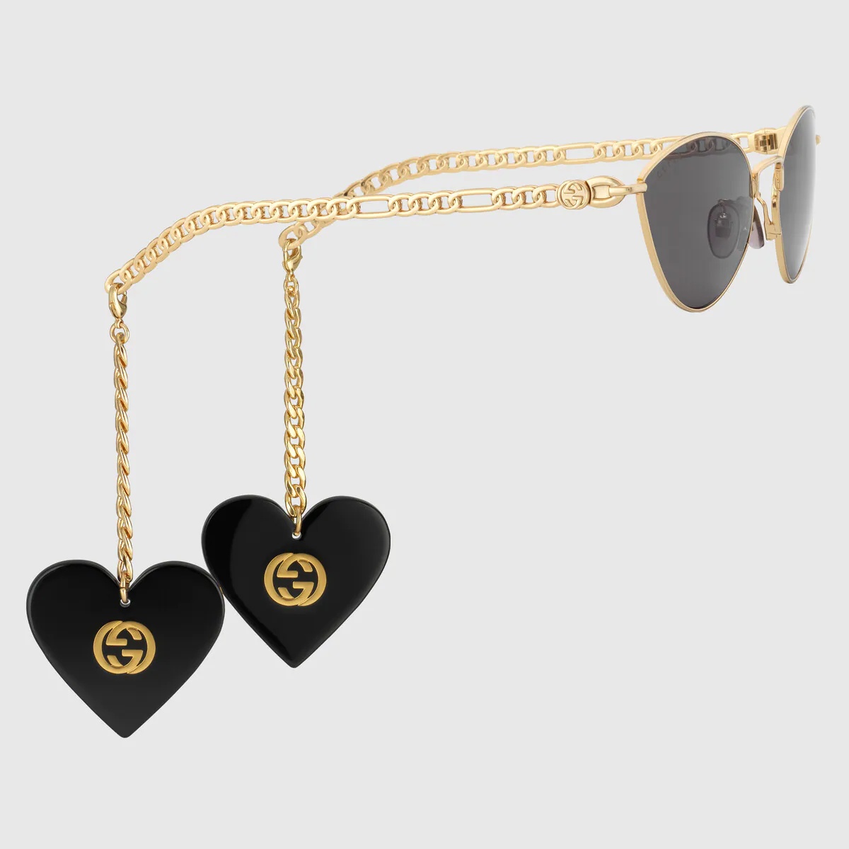 Cat eye sunglasses with heart shaped charms - 3