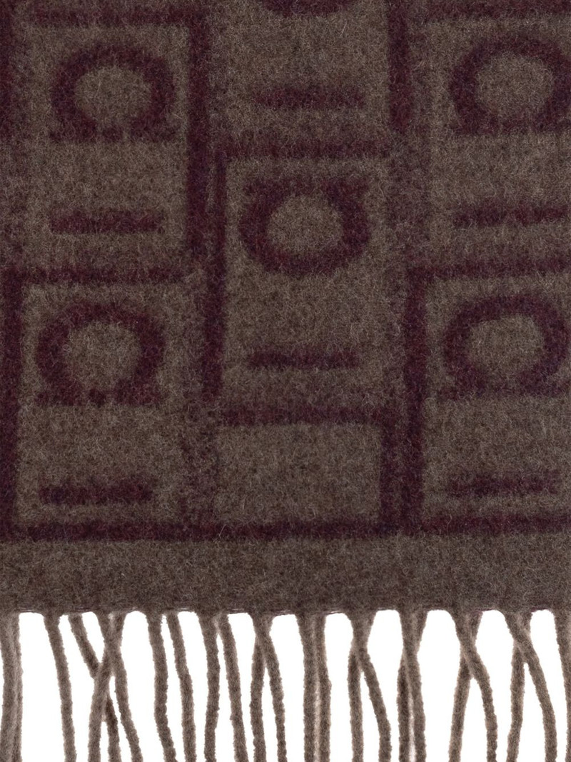 FERRAGAMO Gancini-pattern fringed scarf outlook